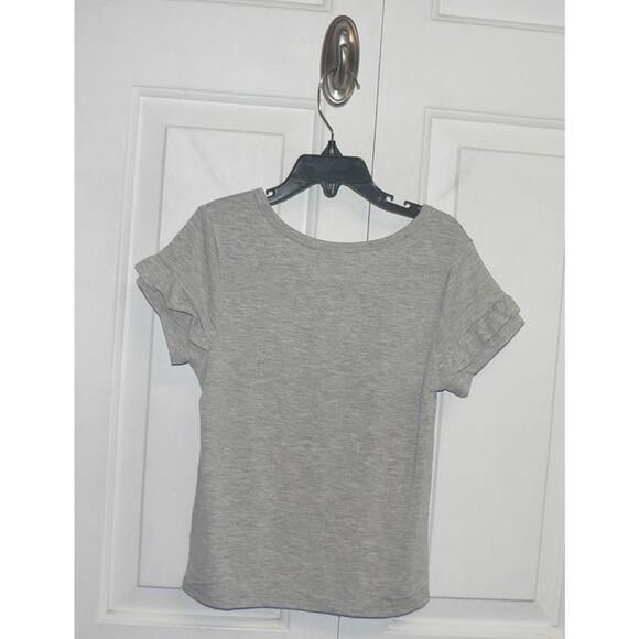 Truly Me Girls Short Ruffle Sleeve Red White & Blue Stars T-Shirt in Grey 6X $36 - Picture 3 of 3